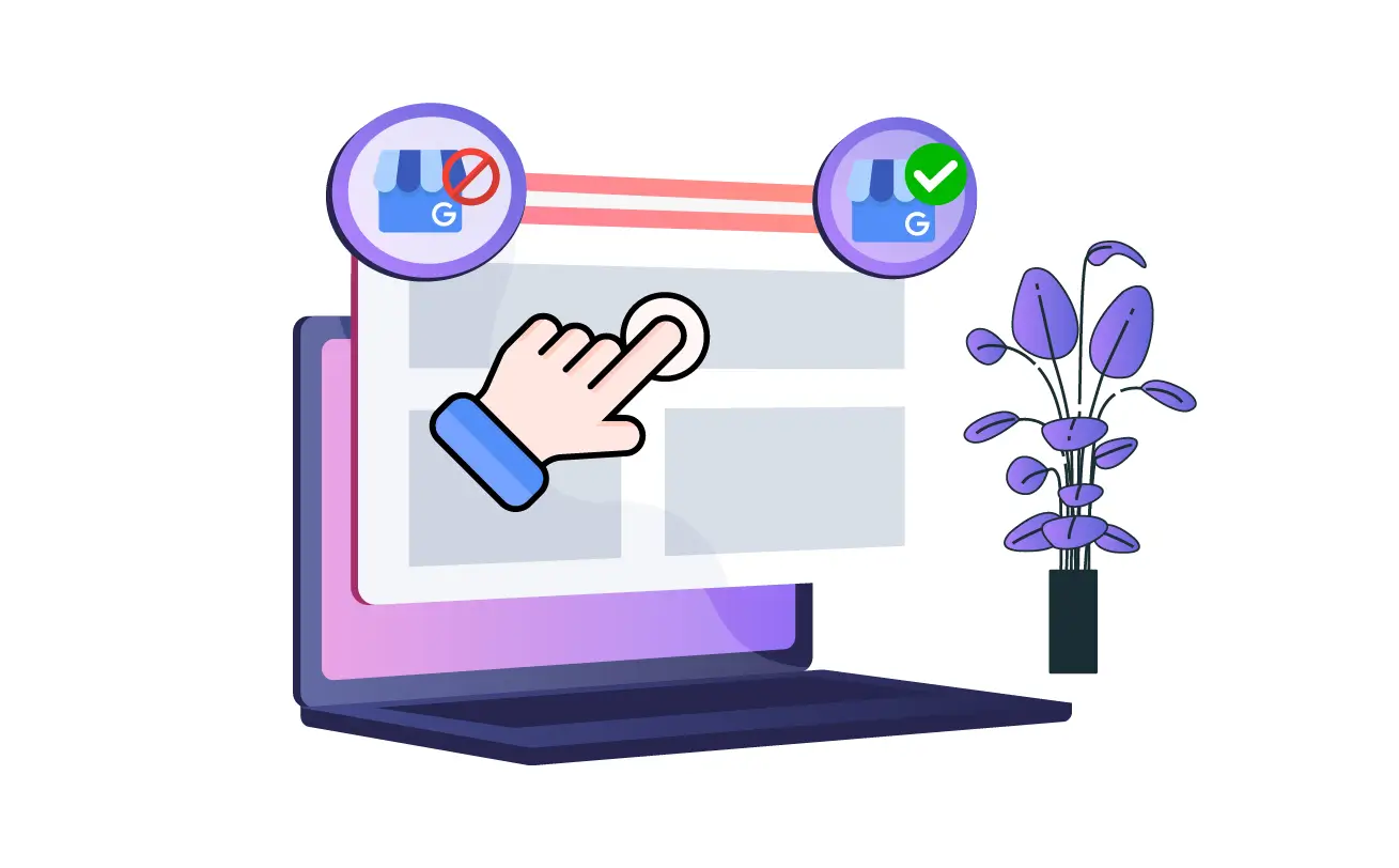A hand points at a laptop screen displaying a prominent button, indicating an action or feature to be selected.
