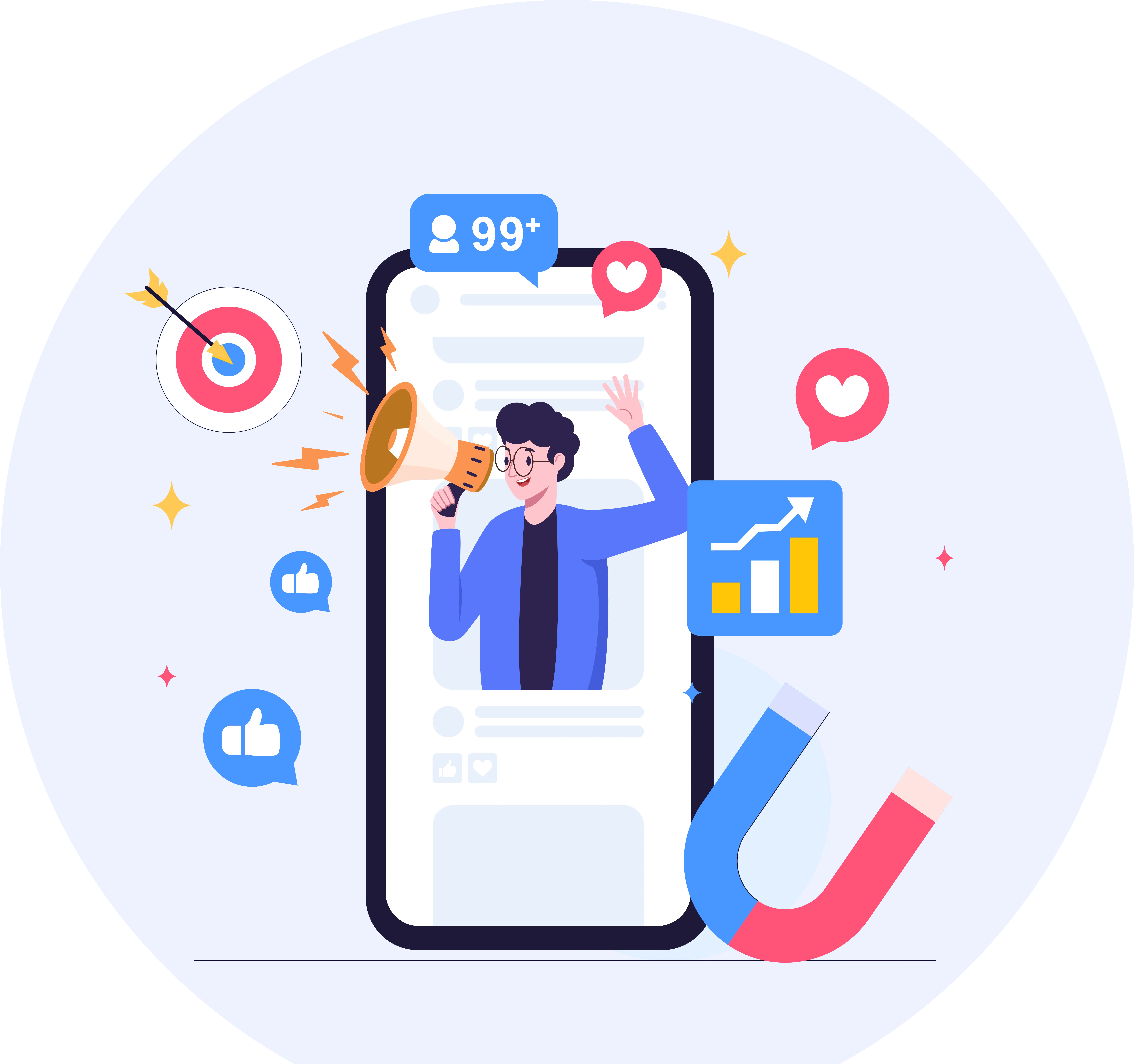 Infographic illustrating strategies for using social media to enhance business growth and engagement.