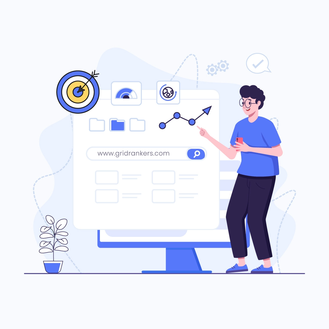 A professional Local SEO Marketing Agency graphic titled 'DOMINATE YOUR LOCAL MARKET' featuring a search bar and local map optimization visuals.
